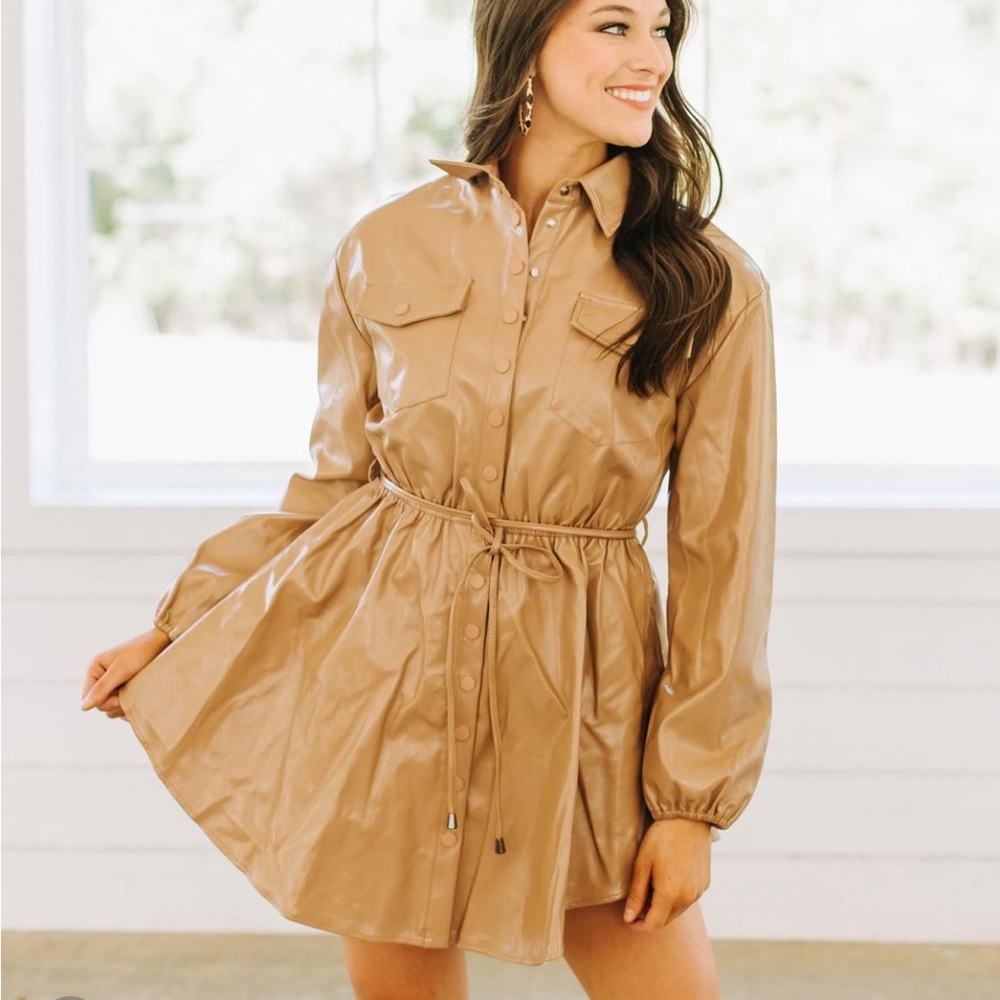 Brown Tan Leather Dress